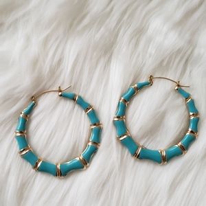 Turquoise and Gold hoop earrings.